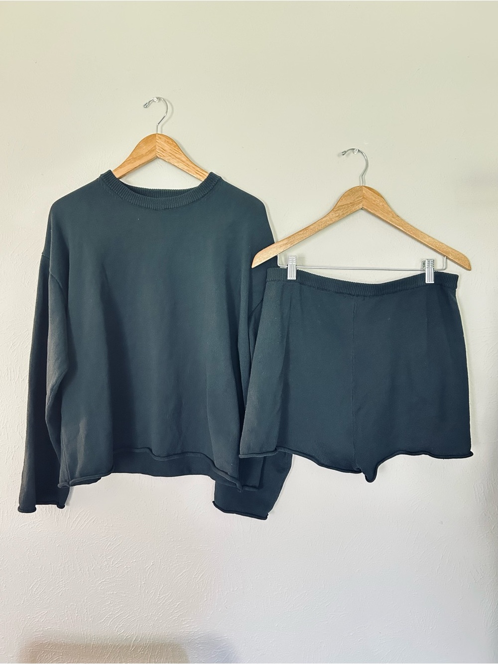 H&M Lounge Set Sweater & Shorts Navy Blue Large Medium